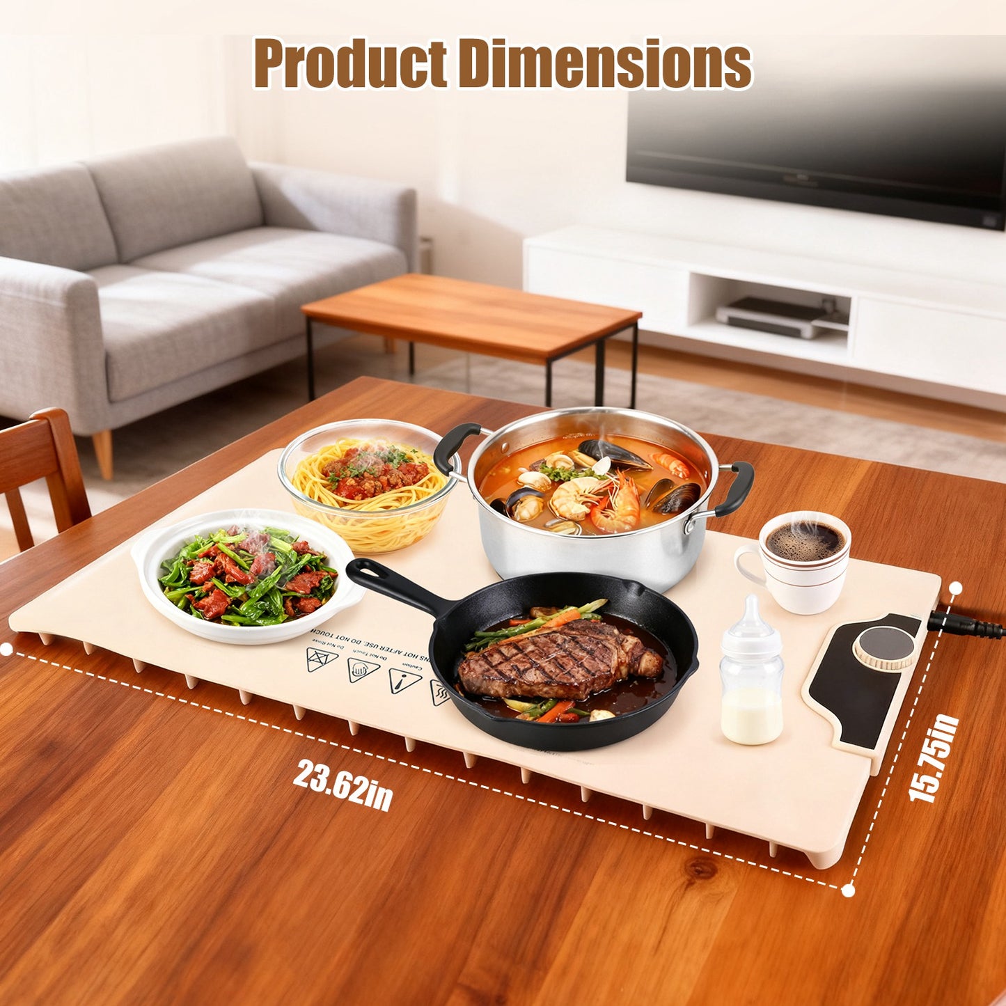 Food Warming Mat Electric Silicone Hot Plate 300W Fast Heating, 14 Temp Levels with Timer, Portable Roll-Up Buffet Warmer Tray for Parties Kitchen Table Food Heater Pad