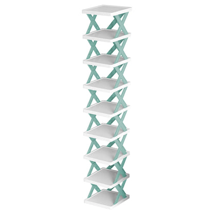 1Pc 9Tier Narrow Entryway Shoe Rack Plastic Vertical Shoe Organizer Space Saving Free Standing Shoes Storage Shelf Closet Hallway