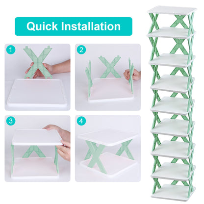 1Pc 9Tier Narrow Entryway Shoe Rack Plastic Vertical Shoe Organizer Space Saving Free Standing Shoes Storage Shelf Closet Hallway