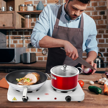 2000W Electric Dual Burner Hot Plate Portable Countertop Stove with 5 Temperature Settings, Double Coil Heating Cooktop for RV, Dorm, Camping, Apartment, Travel & Home Cooking