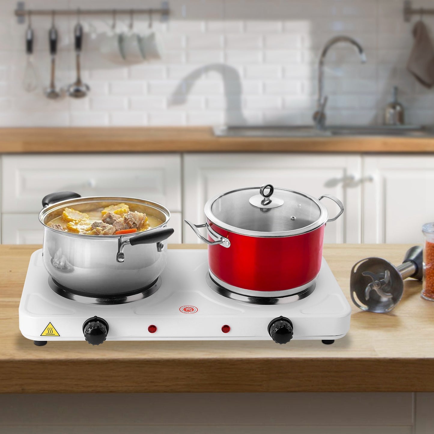 2000W Electric Dual Burner Hot Plate Portable Countertop Stove with 5 Temperature Settings, Double Coil Heating Cooktop for RV, Dorm, Camping, Apartment, Travel & Home Cooking