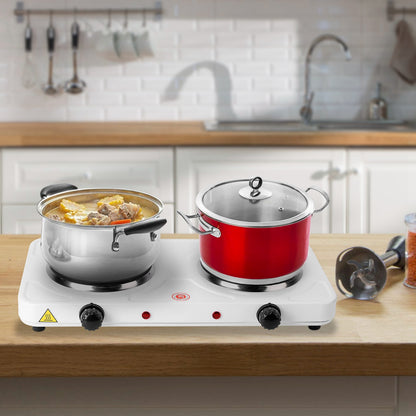 2000W Electric Dual Burner Hot Plate Portable Countertop Stove with 5 Temperature Settings, Double Coil Heating Cooktop for RV, Dorm, Camping, Apartment, Travel & Home Cooking