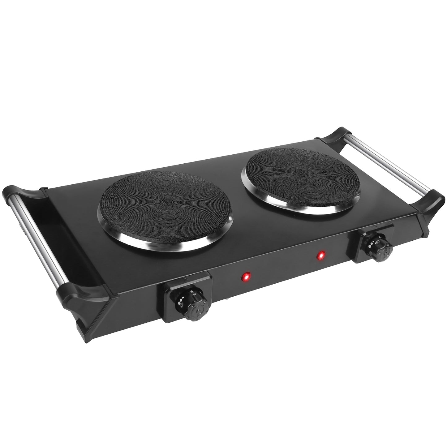 2000W Electric Dual Burner Hot Plate Portable Countertop Stove with 5 Temperature Settings, Double Coil Heating Cooktop for RV, Dorm, Camping, Apartment, Travel & Home Cooking, Black/White