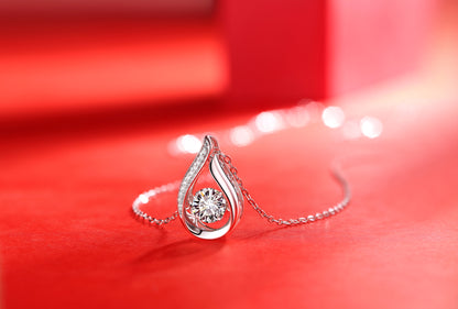 Smart Drop Luxury Fashion Diamond Pendant Necklace Set With Mosan Diamond Silver Ornaments