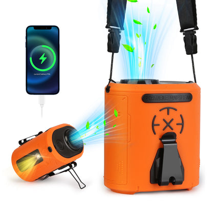 5-in-1 Portable Waist Clip Fan, Wearable Neck Fan with 10000mAh Power Bank & LED Flashlight, Turbo Brushless Motor, 5-Speed Hands-Free Belt Clip Fan, 10H Battery Life, USB Rechargeable Personal Fan for Outdoor, Travel, Hiking, Desk