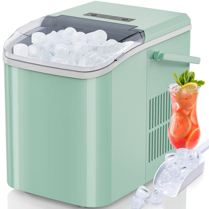 Portable Countertop Ice Maker – 26 lbs in 24 Hours – Self-Cleaning Compact Ice Machine, 9 Ice Cubes in 6 mins, with 2 Colors, Energy Saving & Basket | Travel | Festival | Bar | Home | Party
