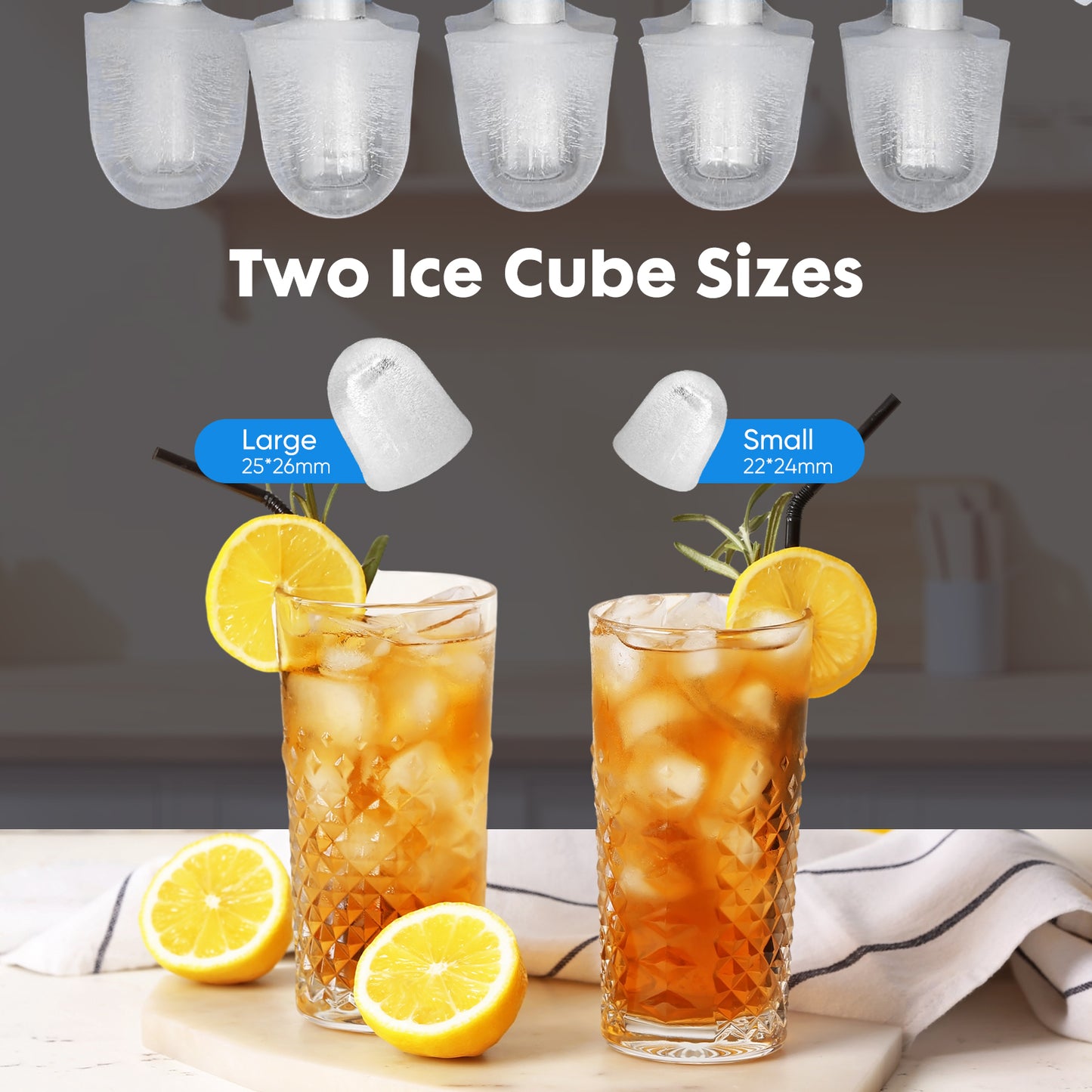 Portable Countertop Ice Maker – 26 lbs in 24 Hours – Self-Cleaning Compact Ice Machine, 9 Ice Cubes in 6 mins, with 2 Colors, Energy Saving & Basket | Travel | Festival | Bar | Home | Party