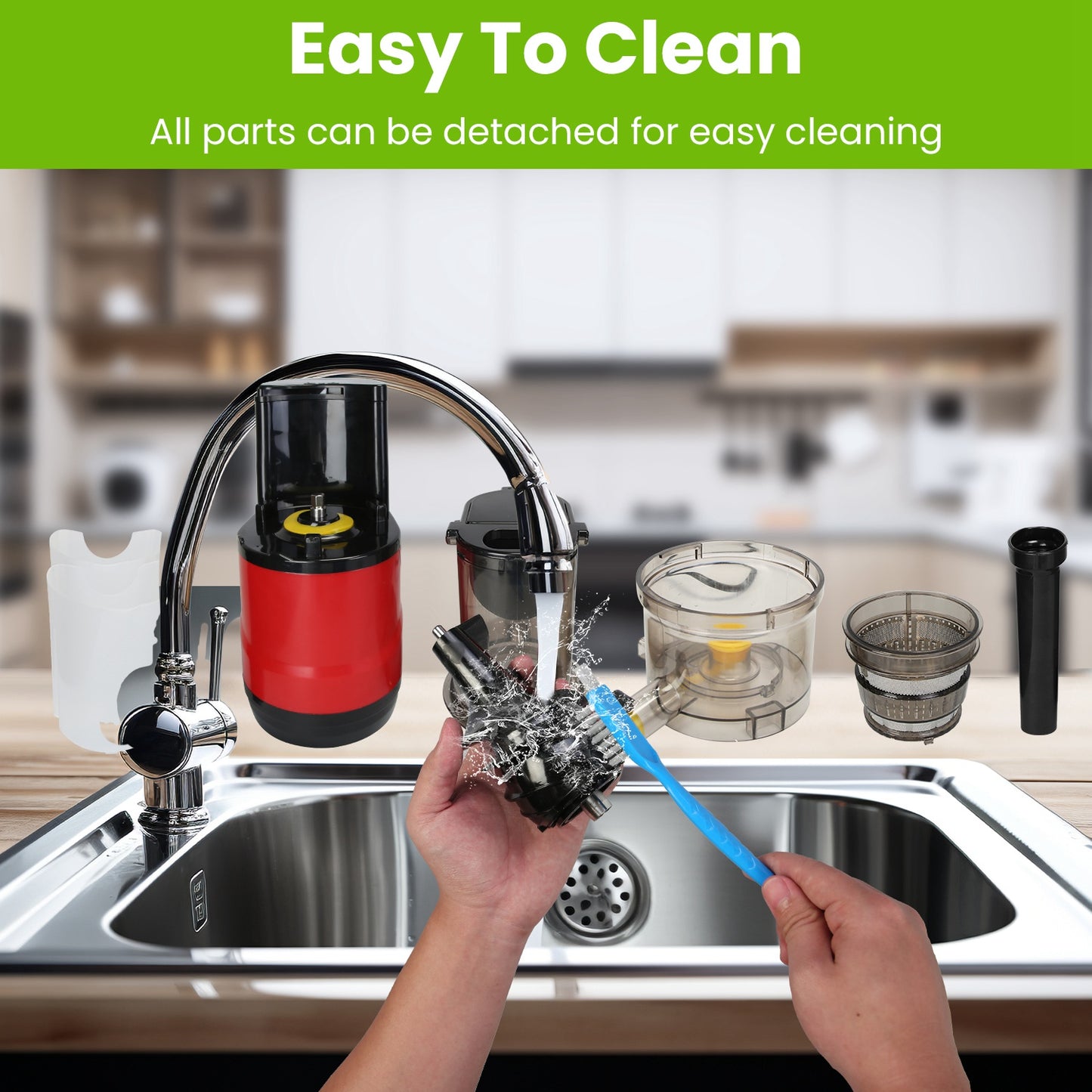 1Pc Cold Press Juicer Machine 300W Electric Slow Masticating Juicer For Whole Vegetable And Fruit With Reverse Function 2 Containers Cleaning Brush Clear Marks Easy Cleaning Fedex Shipping