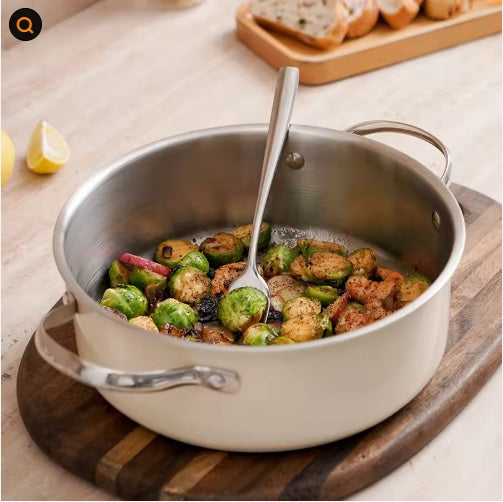 9PCS Stainless Steel Ceramic Coated Cookware Set with Glass Lids & Steamer, Non-Stick Pots and Pans Set for Gas & Induction Cooktops, Dishwasher & Oven Safe Kitchen Cookware
