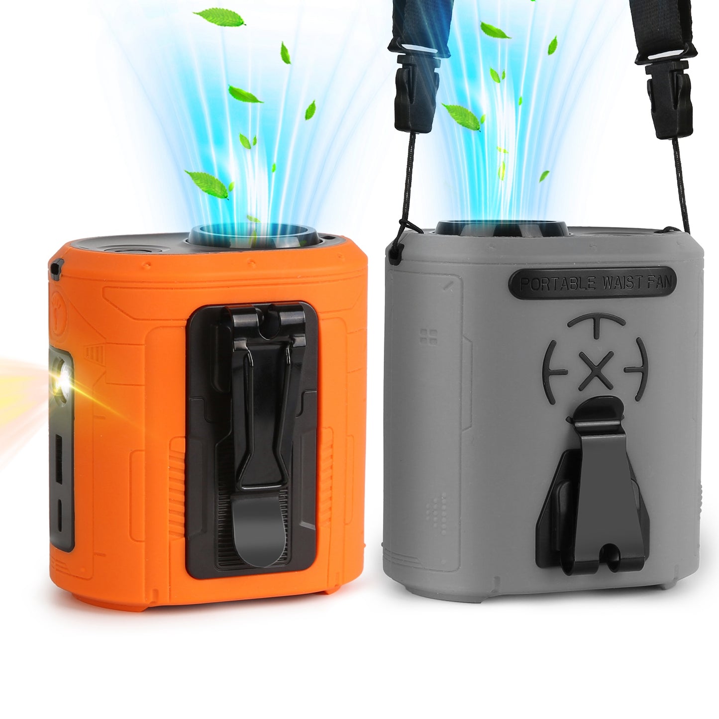 5-in-1 Portable Waist Clip Fan, Wearable Neck Fan with 10000mAh Power Bank & LED Flashlight, Turbo Brushless Motor, 5-Speed Hands-Free Belt Clip Fan, 10H Battery Life, USB Rechargeable Personal Fan for Outdoor, Travel, Hiking, Desk