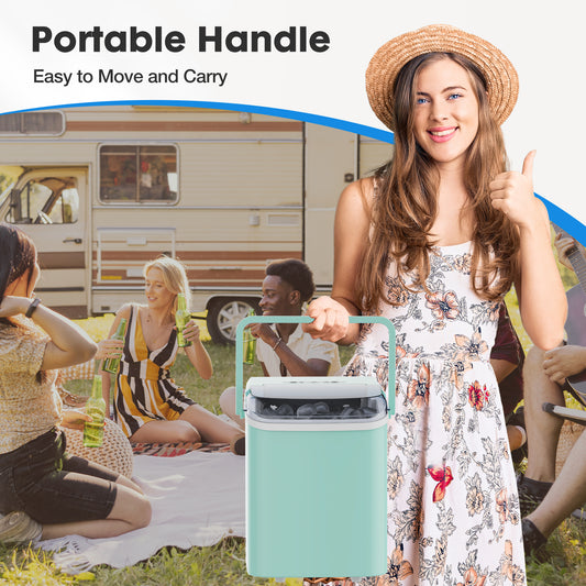Portable Countertop Ice Maker – 26 lbs in 24 Hours – Self-Cleaning Compact Ice Machine, 9 Ice Cubes in 6 mins, with 2 Colors, Energy Saving & Basket | Travel | Festival | Bar | Home | Party