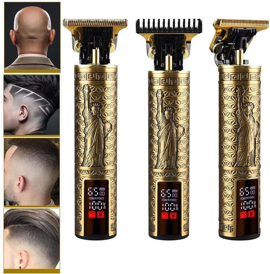 Cordless Beard Trimmer & Hair Clippers for Men, USB Rechargeable Hair Cutting Kit, Professional Barber Shaving Machine, LED Display, Metal Body, Precision Trimmer with Guide Combs