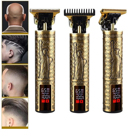 Cordless Beard Trimmer & Hair Clippers for Men, USB Rechargeable Hair Cutting Kit, Professional Barber Shaving Machine, LED Display, Metal Body, Precision Trimmer with Guide Combs