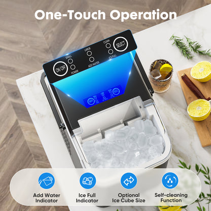 Portable Countertop Ice Maker – 26 lbs in 24 Hours – Self-Cleaning Compact Ice Machine, 9 Ice Cubes in 6 mins, with 2 Colors, Energy Saving & Basket | Travel | Festival | Bar | Home | Party