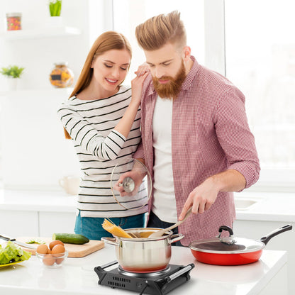 1000W Electric Single Burner Hot Plate Portable Countertop Stove with Stepless Temperature Control, Fast Heating Glass Cooktop, Compact RV Cooking Burner with Handles for Travel & Dorm Use