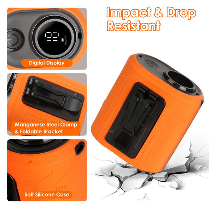 5-in-1 Portable Waist Clip Fan, Wearable Neck Fan with 10000mAh Power Bank & LED Flashlight, Turbo Brushless Motor, 5-Speed Hands-Free Belt Clip Fan, 10H Battery Life, USB Rechargeable Personal Fan for Outdoor, Travel, Hiking, Desk