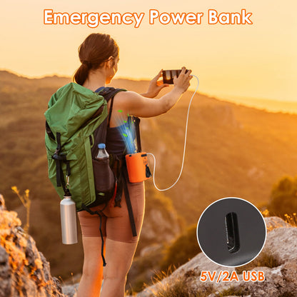 5-in-1 Portable Waist Clip Fan, Wearable Neck Fan with 10000mAh Power Bank & LED Flashlight, Turbo Brushless Motor, 5-Speed Hands-Free Belt Clip Fan, 10H Battery Life, USB Rechargeable Personal Fan for Outdoor, Travel, Hiking, Desk