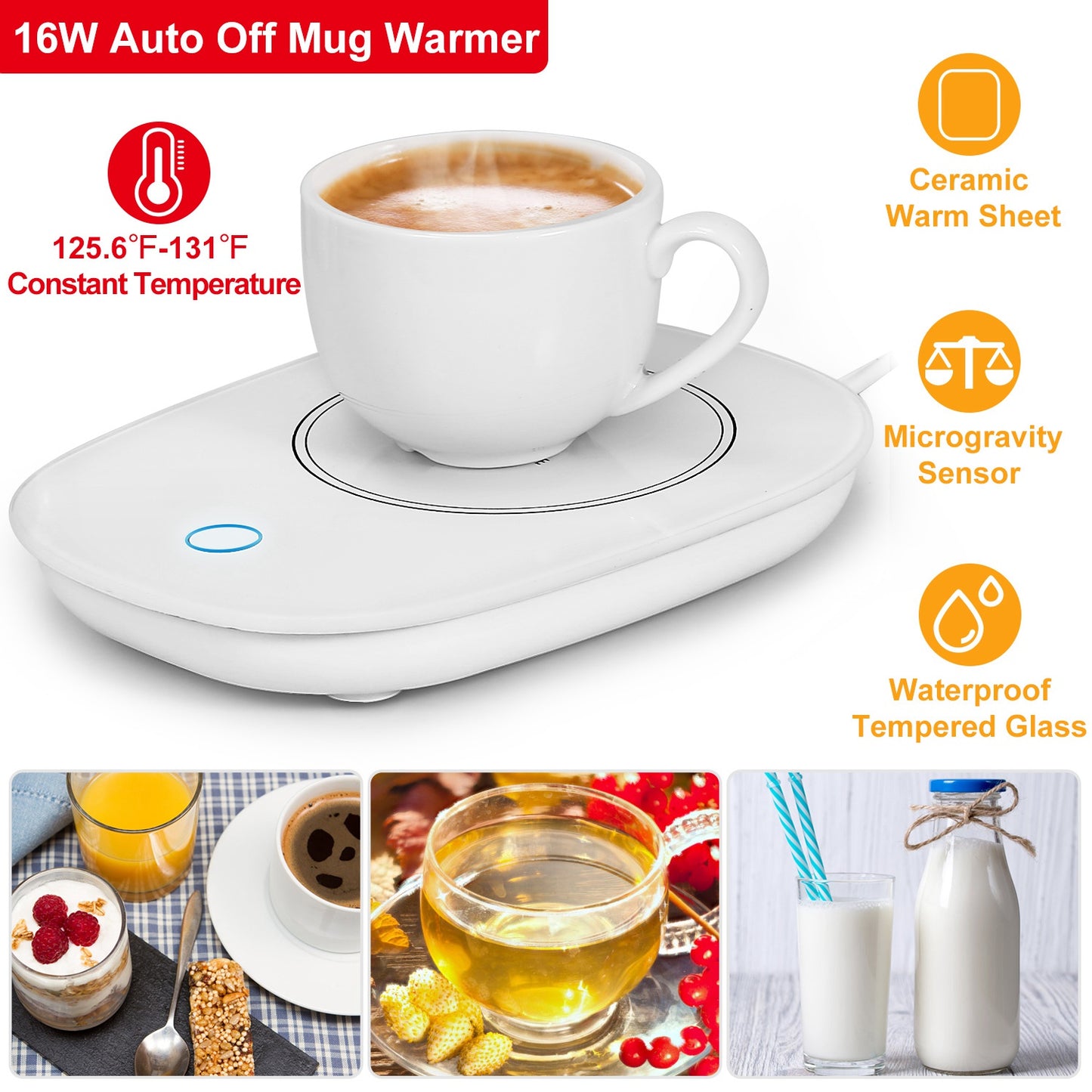 Say goodbye to cold coffee and hello to comfort all day long! ☕✨ This smart mug warmer keeps your favorite drinks—coffee, tea, or milk—perfectly warm at up to 131°F (55°C).